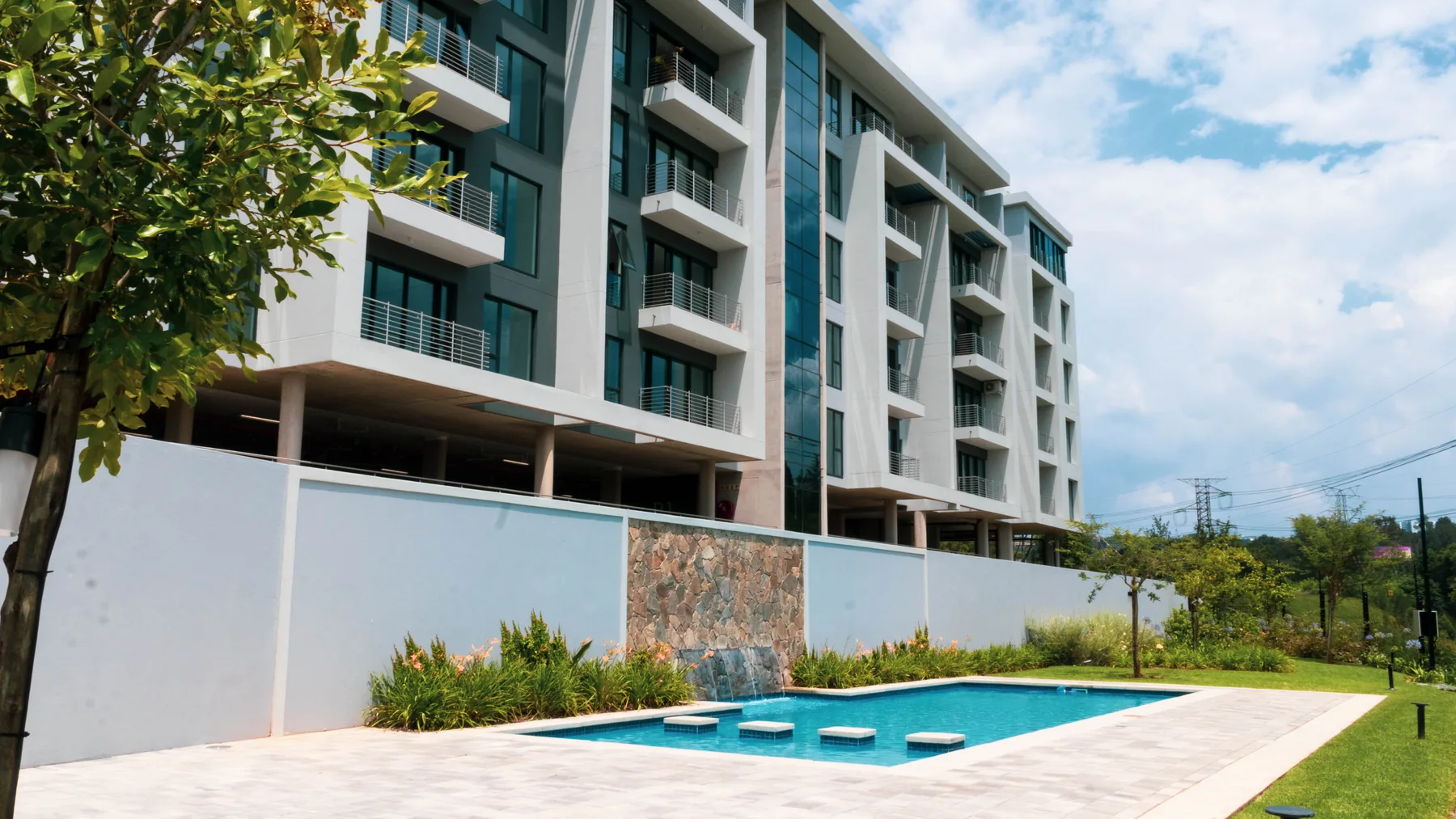 Communal swimming pool area at The Terrace